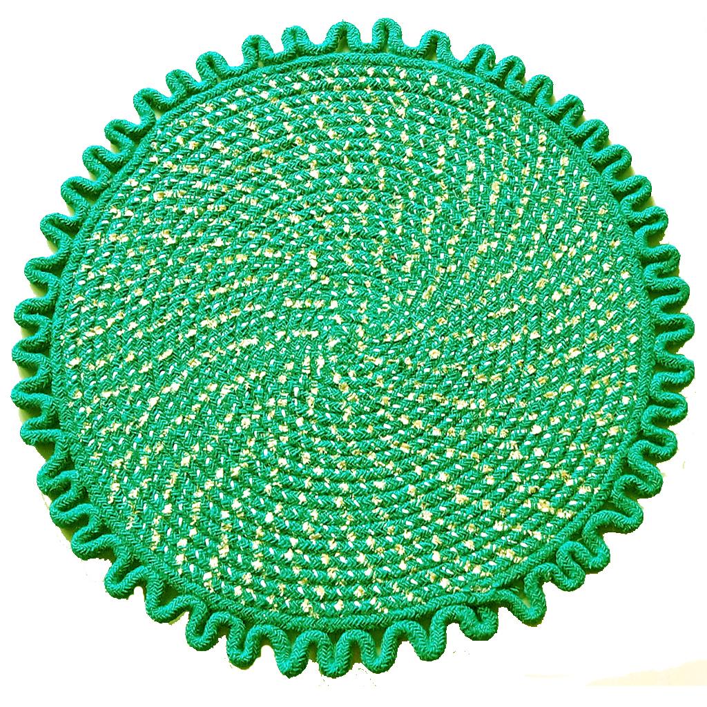Green Handmade Round Door Mat