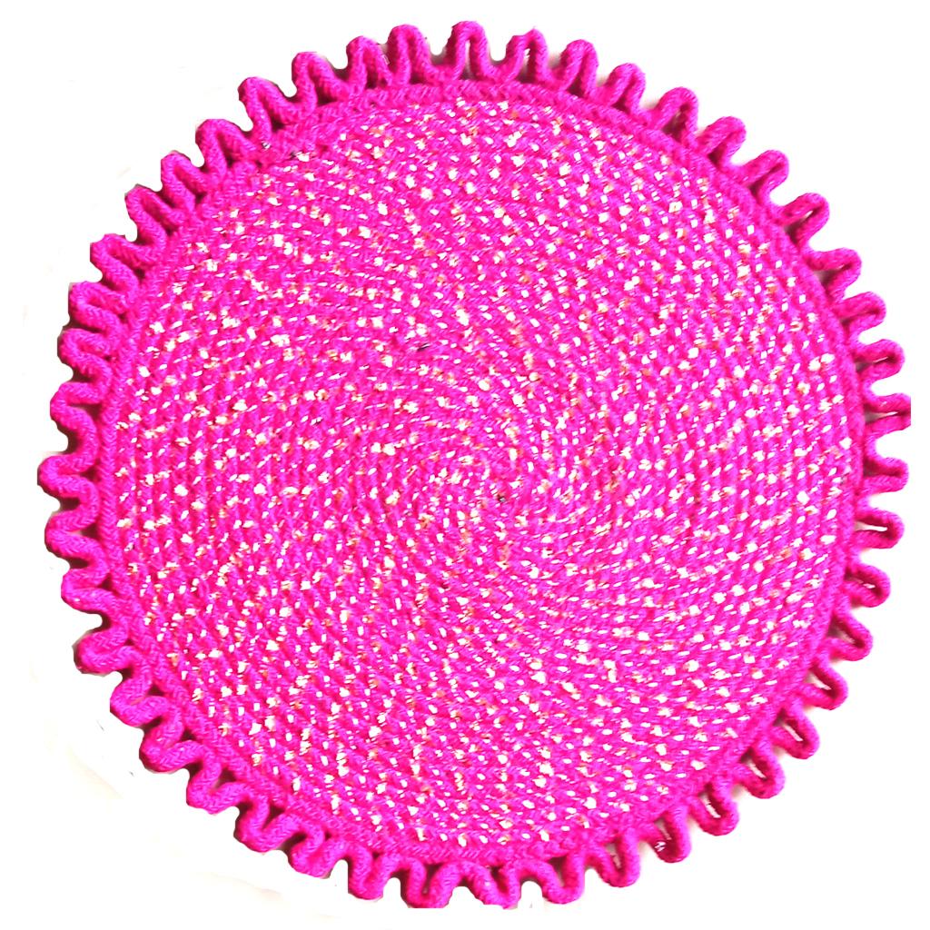 Pink Handmade Round  Door Mat