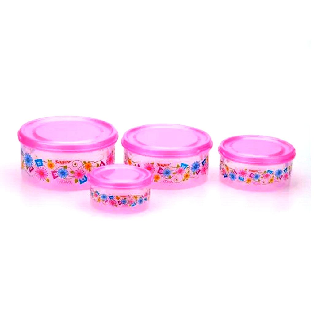 Pink Plastice Storage 4 Pcs Set