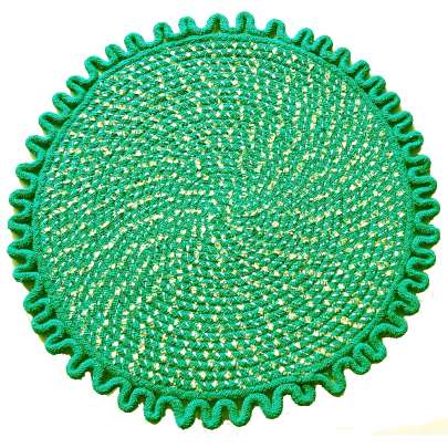 Green Handmade Round Door Mat