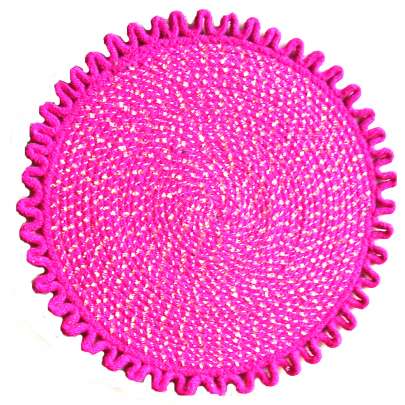 Pink Handmade Round  Door Mat
