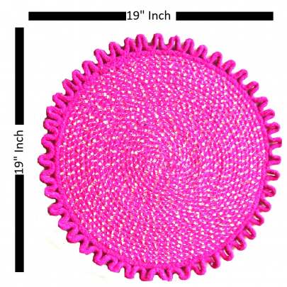 Pink Handmade Round  Door Mat 0