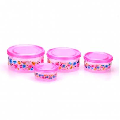Pink Plastice Storage 4 Pcs Set