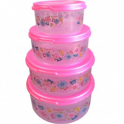 Pink Plastice Storage 4 Pcs Set 0