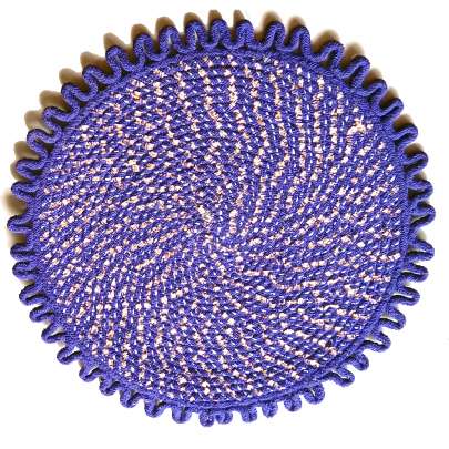 Blue Handmade Round  Door Mat
