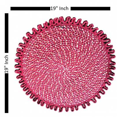 Red Handmade Round  Door Mat 0