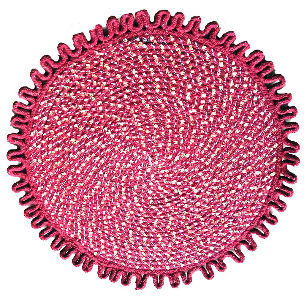 Red Handmade Round  Door Mat
